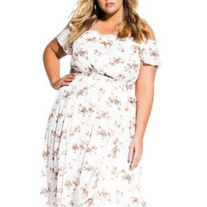 23. NWT  City Chic Garden Art Off the Shoulder Maxi Dress